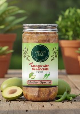 Achari Pickles Mango With Greenchilli Pickle Mother Special 400 Gm Ghar Ka Achar