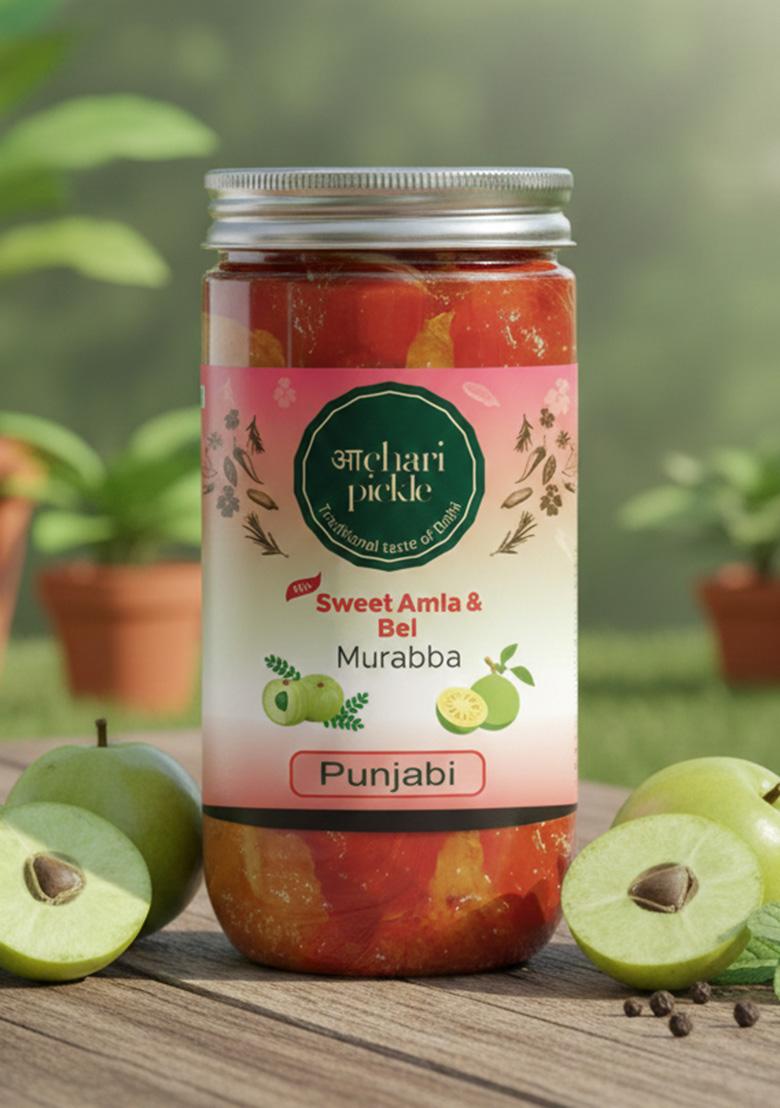 Achari Pickles Sweet Amla Bel Murabba Mix Punjabi 400 Gm Ghar Ka Achar