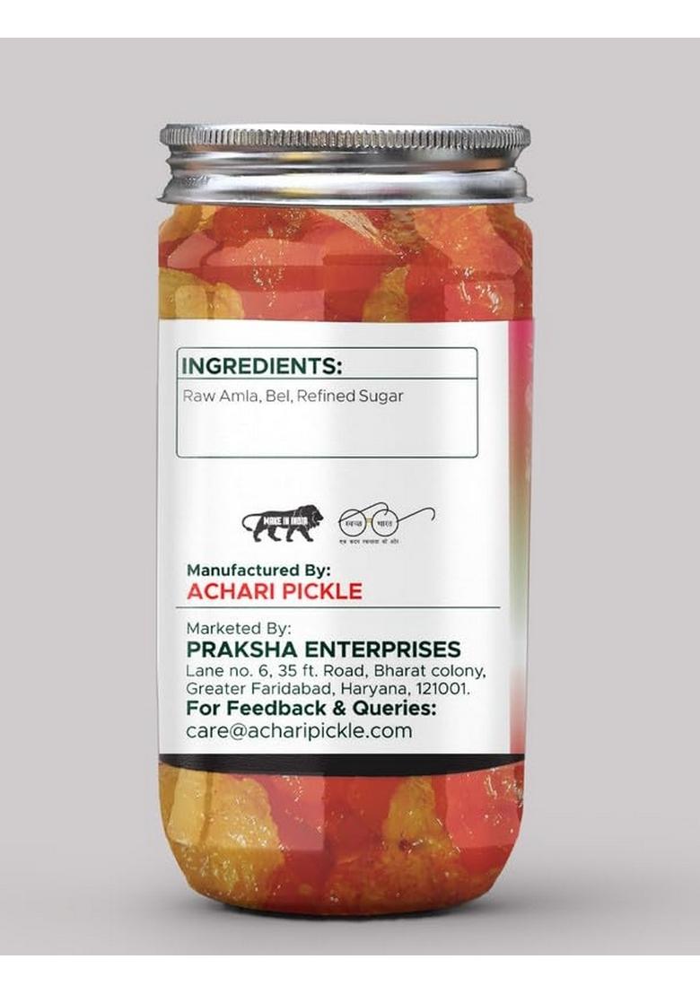 Achari Pickles Sweet Amla Bel Murabba Mix Punjabi 400 Gm Ghar Ka Achar