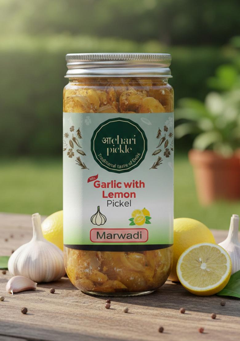 Achari Pickles Garlic With Lemon Mix Pickle Marwadi 400 Gm Ghar Ka Achar
