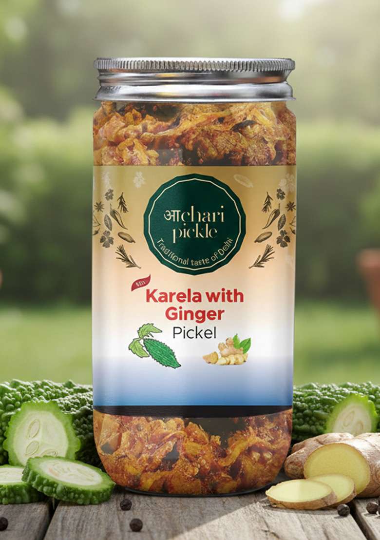 Achari Pickles Karela With Ginger Pickle 400 Gm Ghar Ka Achar - Indya