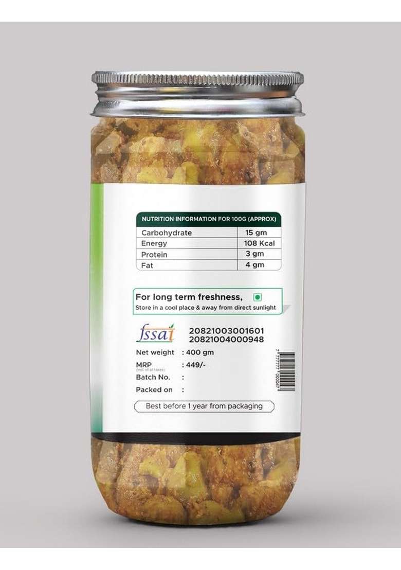 Achari Pickles Mango With Gunda Lesua Mix Pickle Mother Special 400 Gm Ghar Ka Achar - Indya