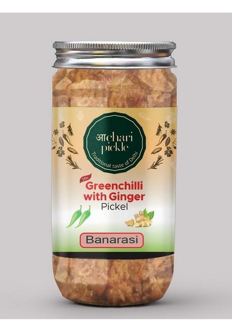 Achari Pickles Greenchilli With Ginger Pickle Banarasi 400 Gm Ghar Ka Achar