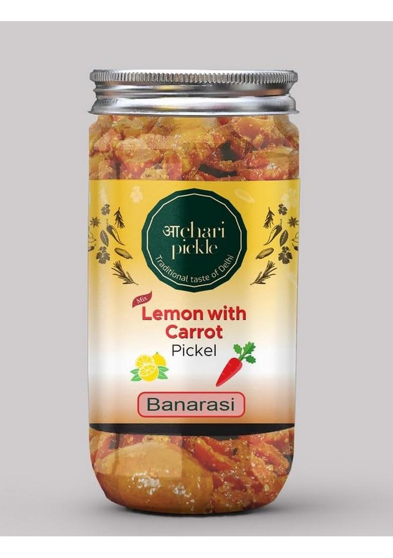Achari Pickles Lemon With Carrot Mix Pickle Banarasi 400 Gm Ghar Ka Achar
