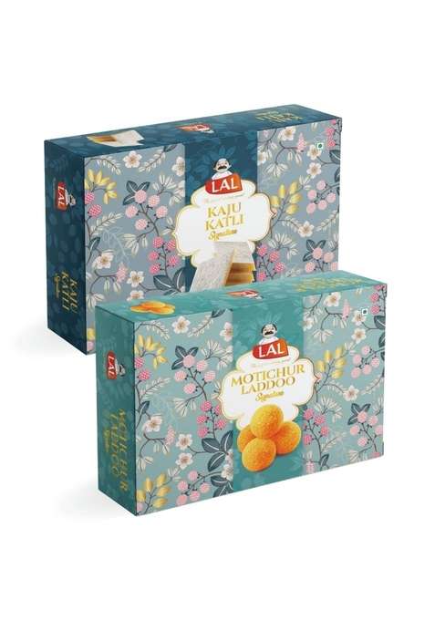 Lal Kaju Katli 400G Motichur Laddoo Gift Pack | Sweets Hamper Diwali Mithai Box