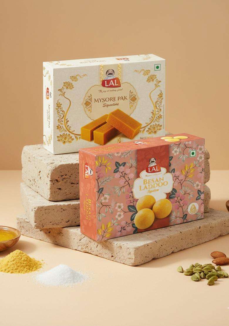 Lal Sweets Combo Pack Of Mysore Pak 400G Besan Laddoo 400 - Indya
