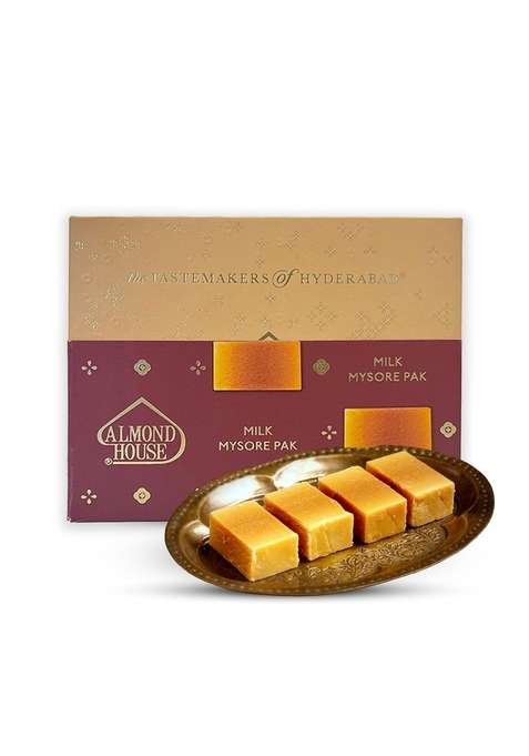 Almond House Milk Mysore Pak | Made With Pure Desi Ghee Indian Sweets No Artificial Flavor Added Colours Authentic South Sweet Perfect For Gifting 225 Gm