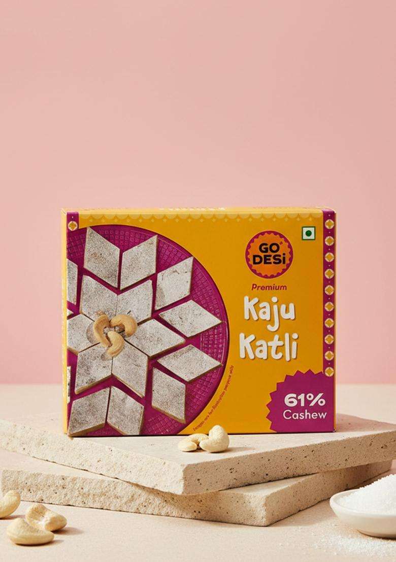 Go Desi Premium Kaju Katli 61 Cashews Meetha Sweets Indian Mithai Cashew Gift Pack 180 200 Grams - Indya