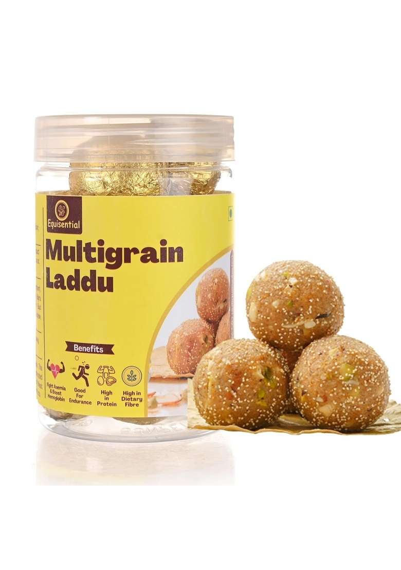 Equisential Multigrain Ladoo|Combination Of 10 Mix Fresh Flour|Wheat|Ragi|Soyabean|Jowar|Bajra Pearl Millet |Jo Barley |Alsi Flax Seeds |Chana Gram |Methi Fenugreek |Amranth|Jaggery|500Gm - Indya
