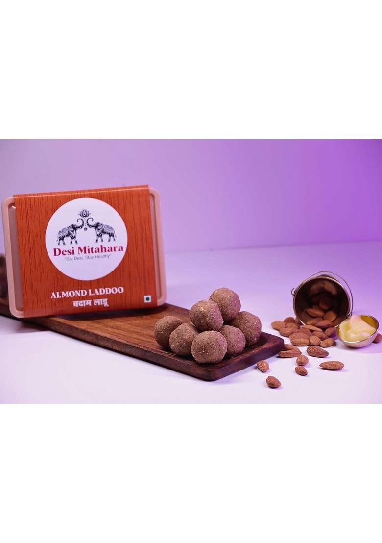Desi Mitahara – Almond Ladoo Made With Jaggery Cow Ghee Traditional Indian Sweet Healthy Nutritious Snack 360G Pack No Artificial Colours Suitable For All Ages - Indya