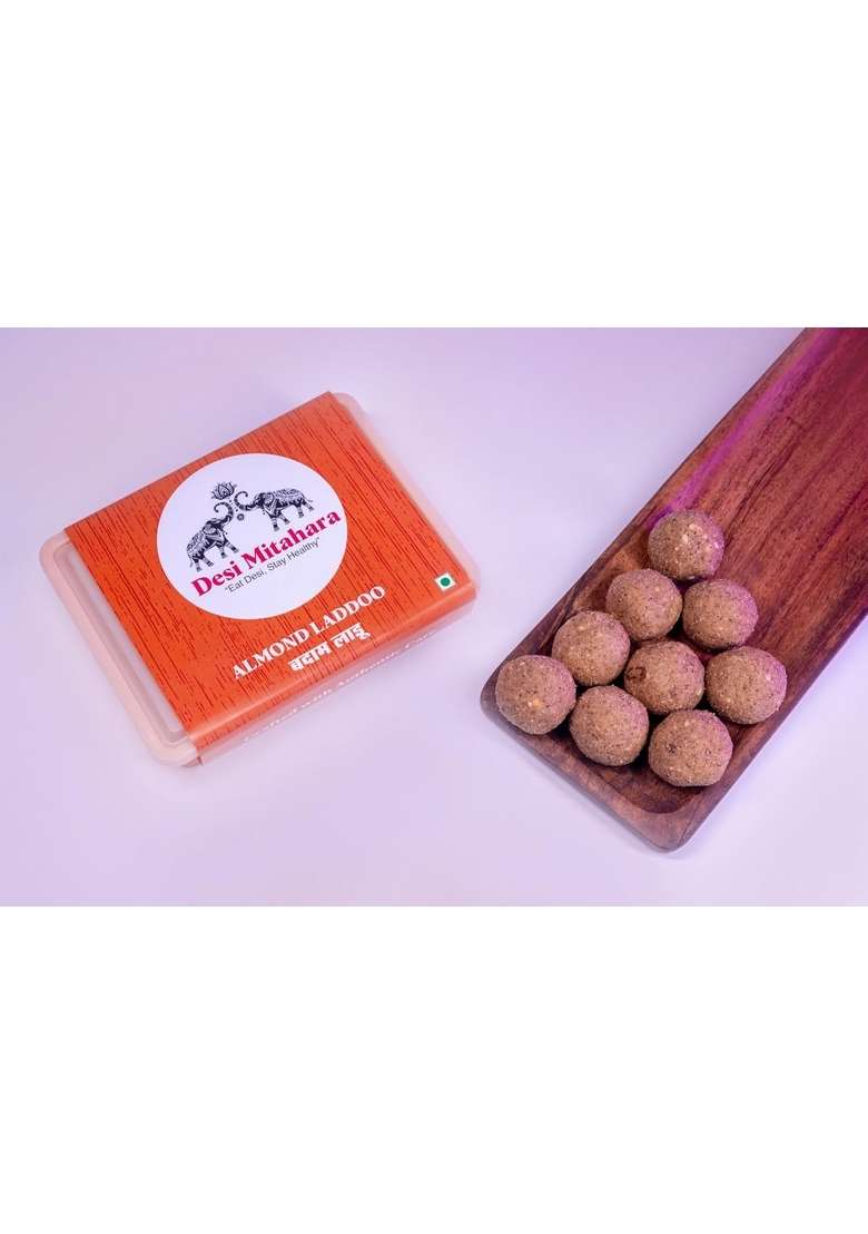Desi Mitahara – Almond Ladoo Made With Jaggery Cow Ghee Traditional Indian Sweet Healthy Nutritious Snack 360G Pack No Artificial Colours Suitable For All Ages - Indya