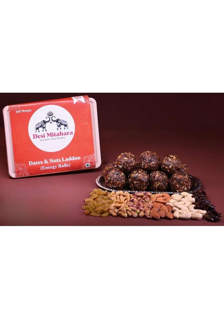 Desi Mitahara – Dates Nutes Ladoo Made With Jaggery Cow Ghee Traditional Indian Sweet Healthy Nutritious Snack 480G Pack No Artificial Colours Suitable For All Ages - Indya