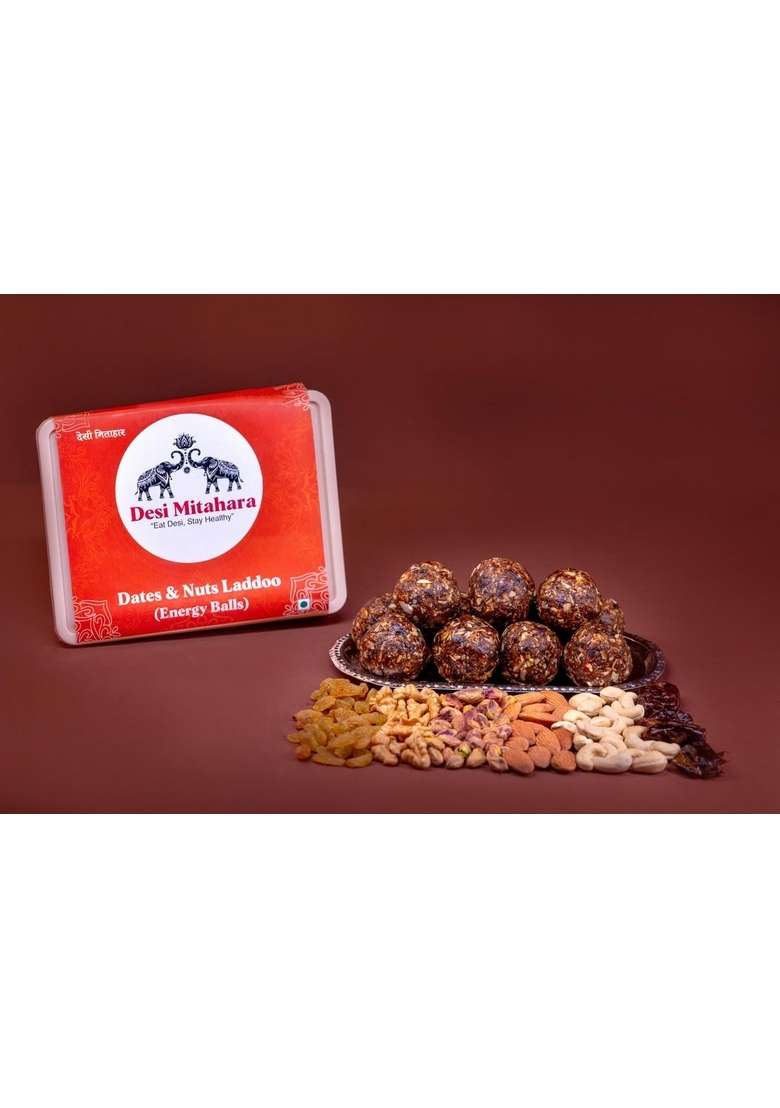 Desi Mitahara – Dates Nutes Ladoo Made With Jaggery Cow Ghee Traditional Indian Sweet Healthy Nutritious Snack 480G Pack No Artificial Colours Suitable For All Ages - Indya