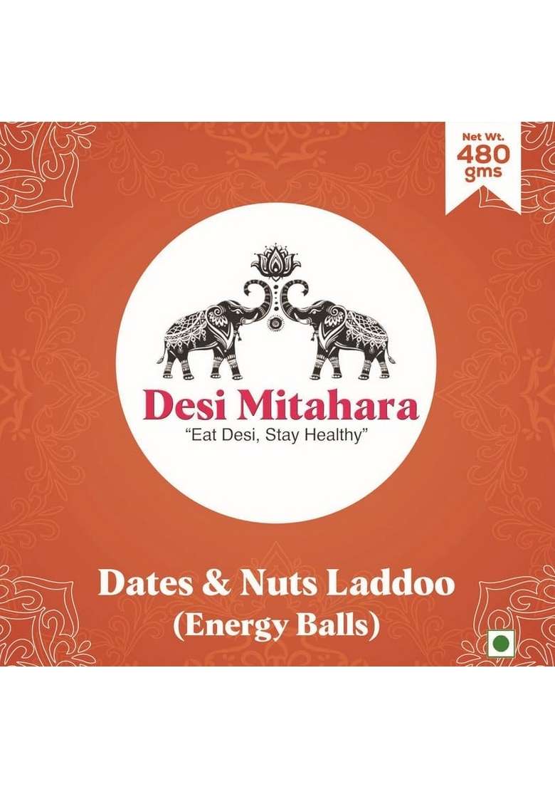 Desi Mitahara – Dates Nutes Ladoo Made With Jaggery Cow Ghee Traditional Indian Sweet Healthy Nutritious Snack 480G Pack No Artificial Colours Suitable For All Ages - Indya