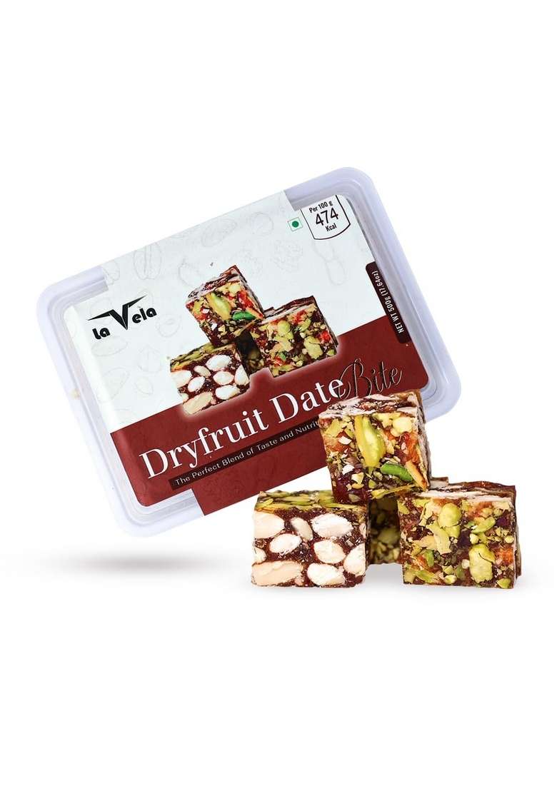 La Vela Date Barfi Premium Dry Fruit Bites 250G | Sugar Free Healthy Sweet With Almonds Cashews Pistachios Indian Sweets Mithai For Gifting Snacking Festivals - Indya
