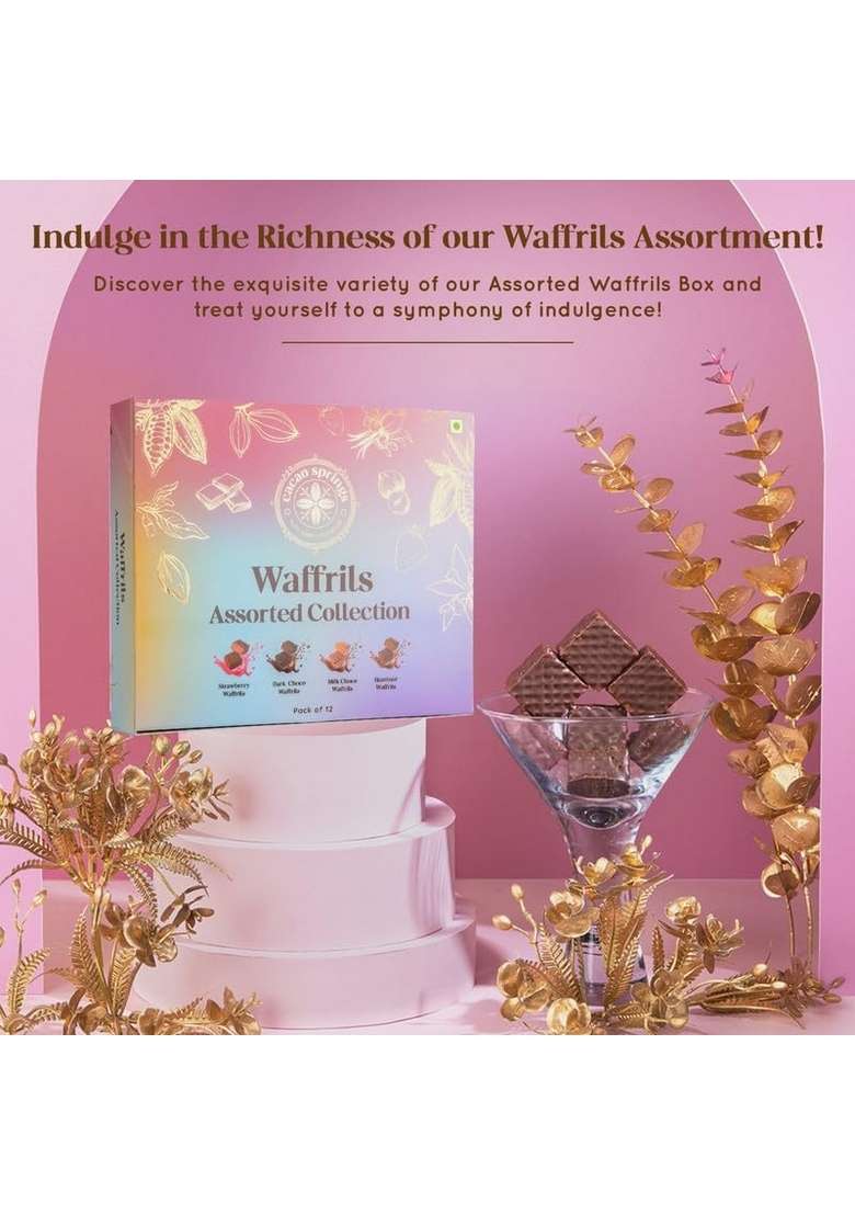 Cacao Springs Premium Assorted Waffrils Combo Gift Box Choco Nut Delicacy Waffle Chips Great For Snacking Pack Christmas Gifts 12 Pieces In Each 2 Boxes 240Gm - Indya
