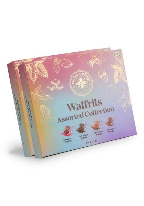 Cacao Springs Premium Assorted Waffrils Combo Gift Box Choco Nut Delicacy Waffle Chips Great For Snacking Pack Christmas Gifts 12 Pieces In Each 2 Boxes 240Gm
