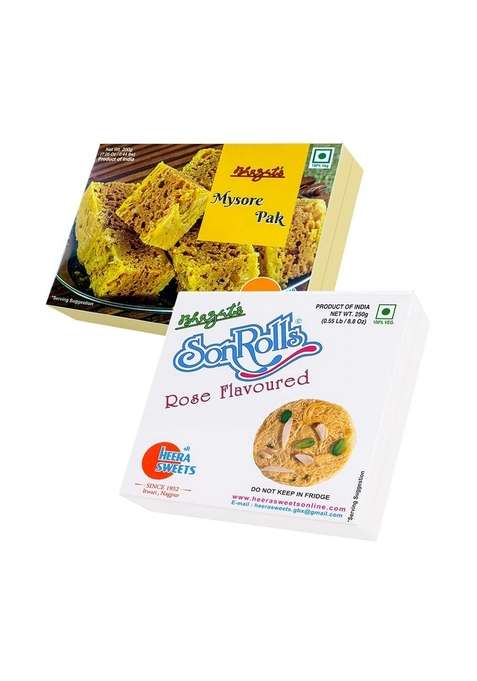 Bhagat'S Heera Sweets Sonroll Shree Sweet Combo | Mysore Pak 200Gms Rose Flavoured 250 Gms Preservatives Free Soft Flaky Mithai Box
