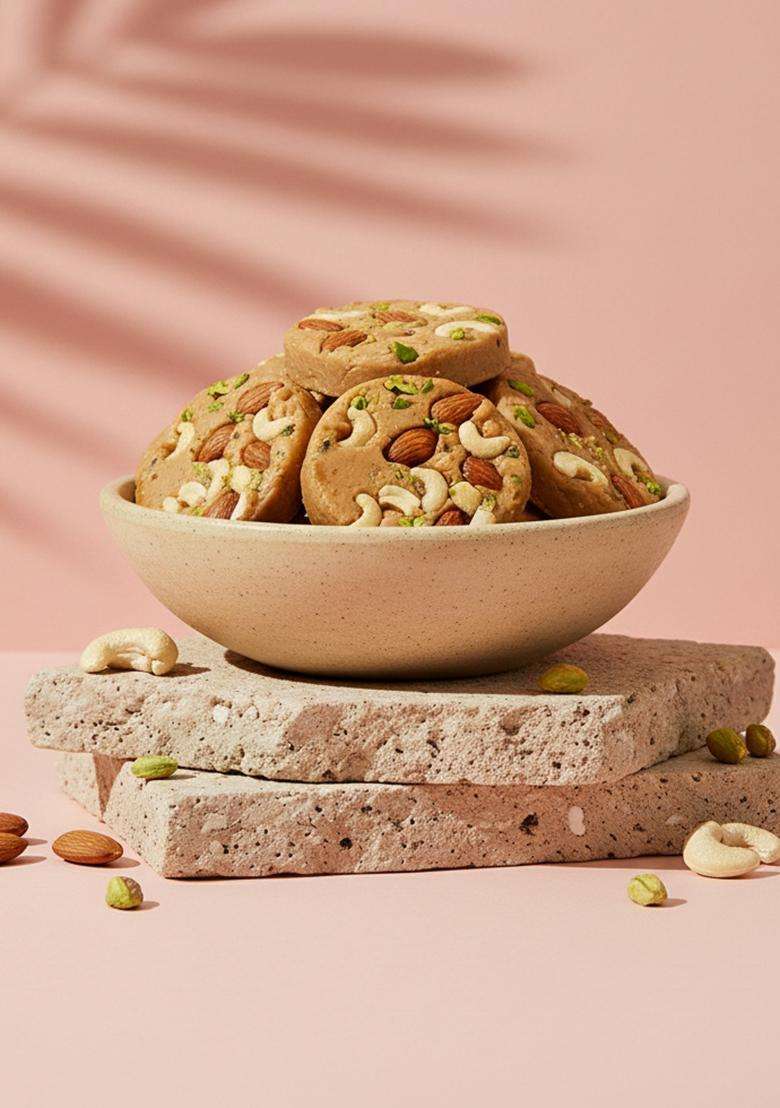 Organic Bites Pure Desi Ghee Sohan Halwa I Jodhpur Sweet Dry Fruit Soan Box Pack 400 Gm - Indya