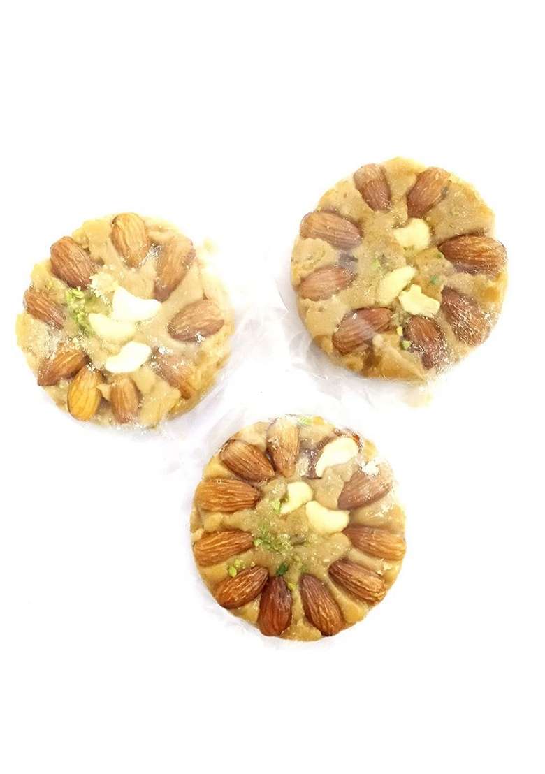 Organic Bites Pure Desi Ghee Sohan Halwa I Jodhpur Sweet Dry Fruit Soan Box Pack 400 Gm - Indya