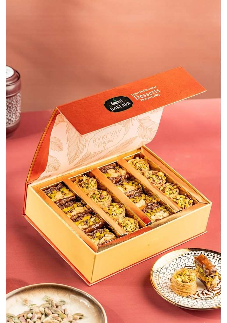 Gourmet Baklava Choco 250G Assorted Chocolate Pista Cashew Nest Sweets Premium Filo Pastry Dessert Gift Box Ideal For Festivals Special Occasions - Indya