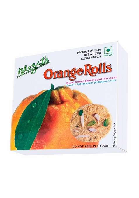 Bhagat'S Heera Sweets Sonroll Orange Flavoured|Son Roll Box 250 Gram Original Delicious Son With Almonds Pistachio Garnished|Mithai Sonroll|Preservatives Free Pack Of 2