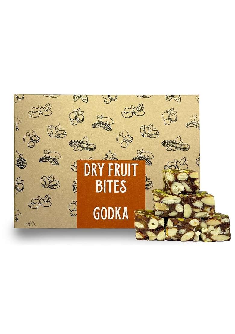 Godka Dry Fruits Sugarfree Dates Barfi Khajoor Dryfruit Chikki Kaju Badam Energy Bite Healthy Snacks With Goodness Of 500 Gm - Indya