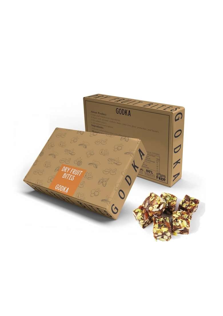 Godka Dry Fruits Sugarfree Dates Barfi Khajoor Dryfruit Chikki Kaju Badam Energy Bite Healthy Snacks With Goodness Of 500 Gm - Indya