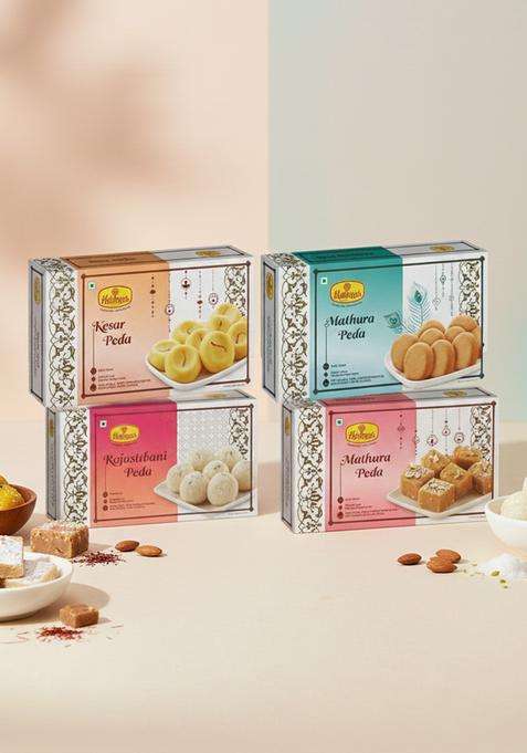 Haldiram'S Nagpur Peda Combo Pack Rajasthani Kesar Mathura Special Malai 250Gm X 4 Milk