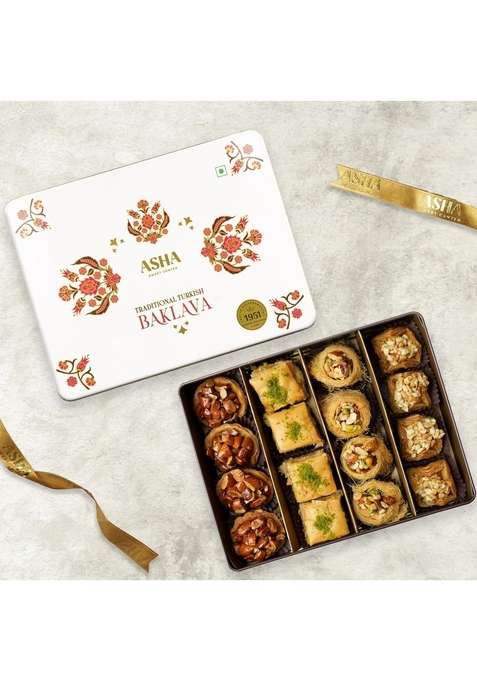 Asha Sweet Center Sweets Baklava Assorted Pack Of 1 X 430 Grams | Premium Perfect For Gifting To Friends Family| Turkish Delight Made With Fresh Ingredients