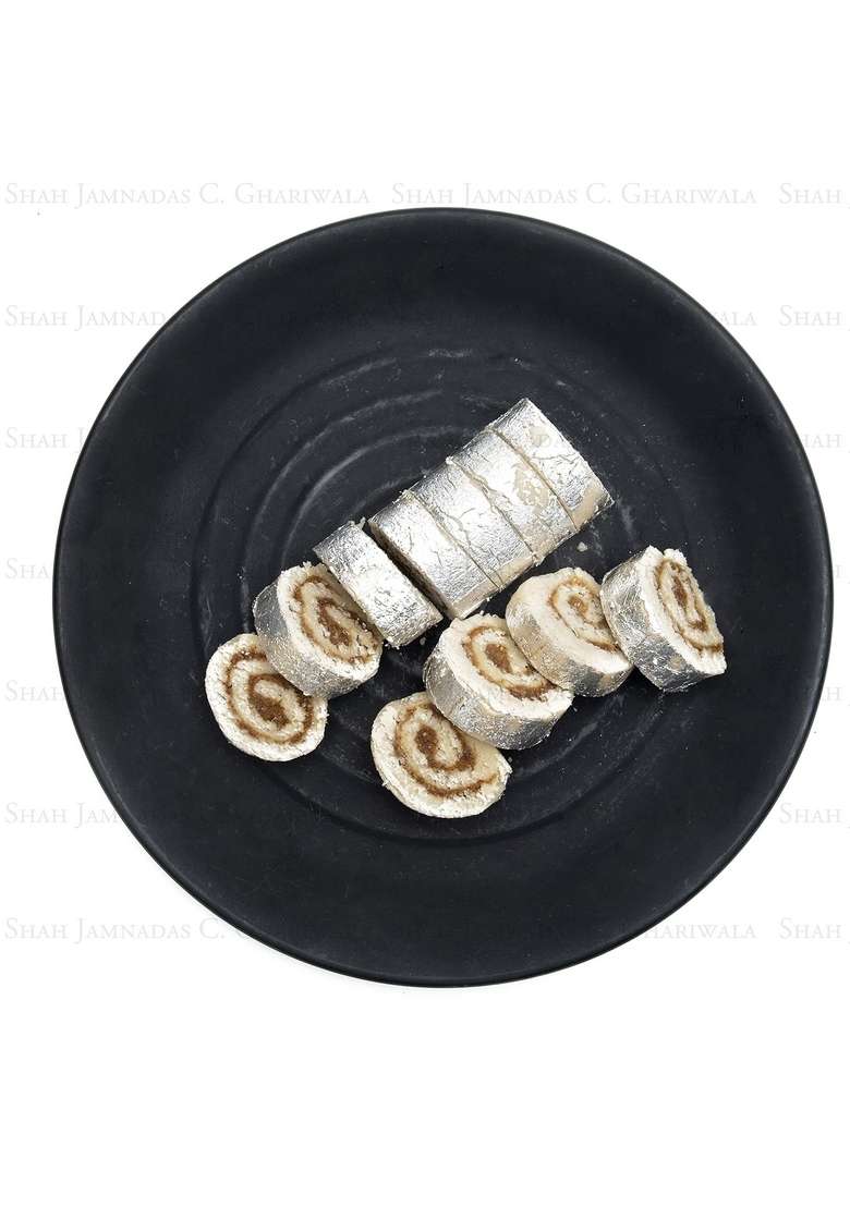 Sjcg Shah Jamnadas C Ghariwala Premium Delicious Sweet Kaju Anjeer Roll Barfi Sandwich Indian Mithai Sweets Dessert For Any Festival And Functions 400G - Indya