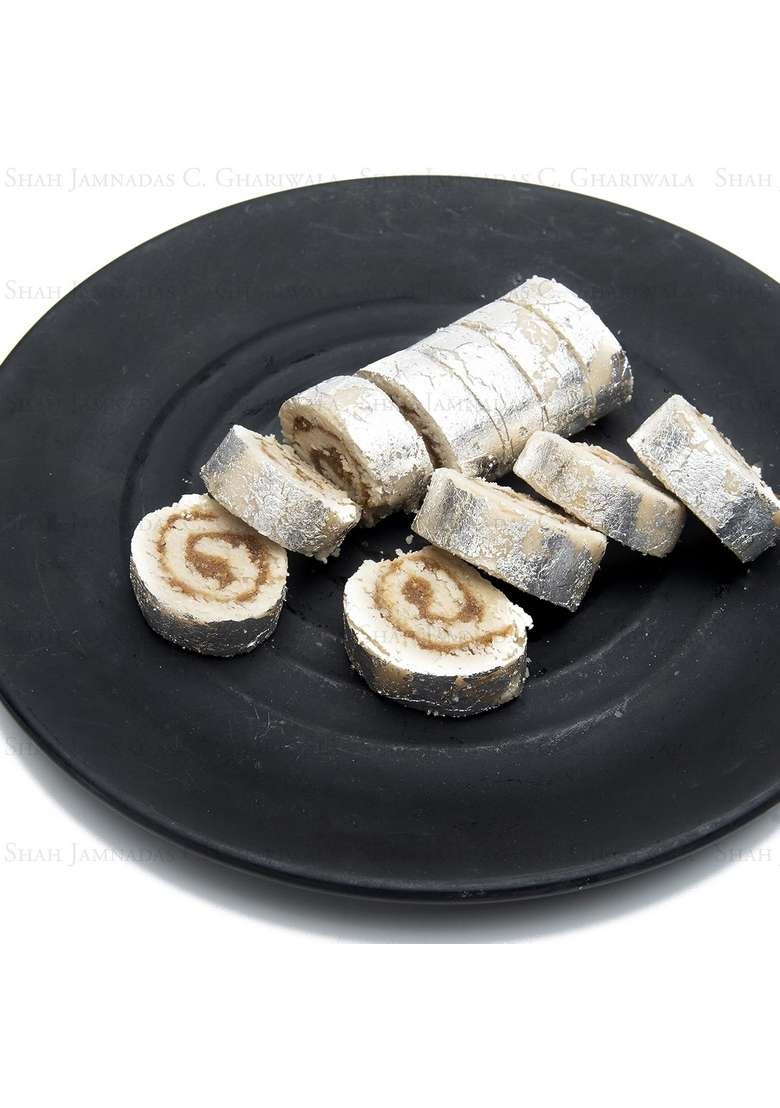 Sjcg Shah Jamnadas C Ghariwala Premium Delicious Sweet Kaju Anjeer Roll Barfi Sandwich Indian Mithai Sweets Dessert For Any Festival And Functions 400G - Indya