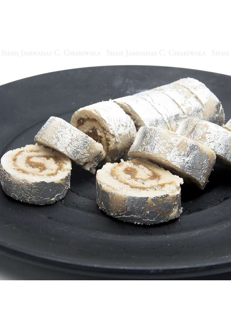 Sjcg Shah Jamnadas C Ghariwala Premium Delicious Sweet Kaju Anjeer Roll Barfi Sandwich Indian Mithai Sweets Dessert For Any Festival And Functions 400G - Indya