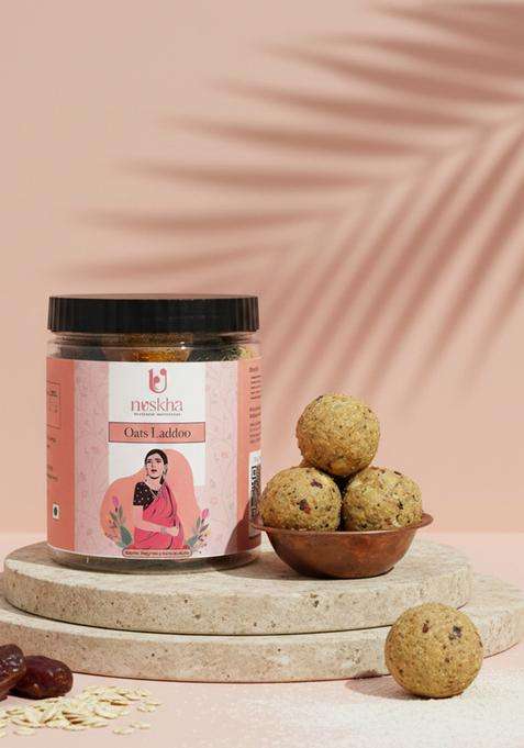 Nuskha Kitchen Oats Laddu | Nutrient Rich Pregnancy Snack Supports Maternal Health Wellness Jaape Ke Laddoo No Artificial Pure Desi Ghee In A2 Cow Bilona With Jaggery Sugar Free Flavours And Preservatives Healthy Sweets 400 Gms