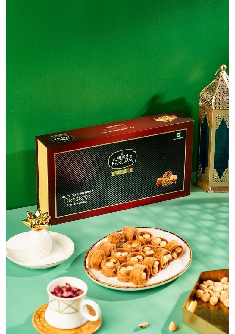 Gourmet Baklava Premium Hazelnut Nest Sweet Gift Box With Crispy Flaky Nuts Inside Pack Of 3 350 Grams - Indya