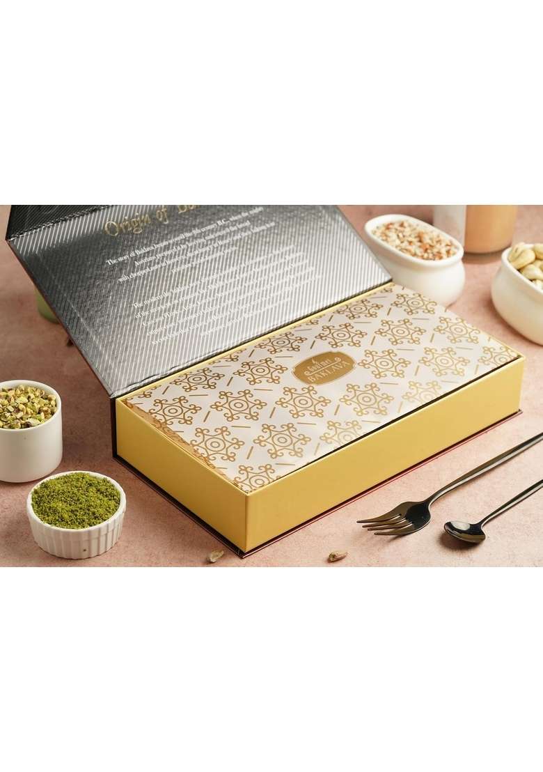 Gourmet Baklava Premium Hazelnut Nest Sweet Gift Box With Crispy Flaky Nuts Inside Pack Of 3 350 Grams - Indya
