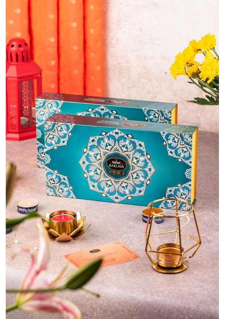 Gourmet Baklava Luxury Assorted Gift Box Pista Burma Belloria Mixed Chocolate Almond Cashew Nest Sweets Perfect For Gifting Special Occasions - Indya