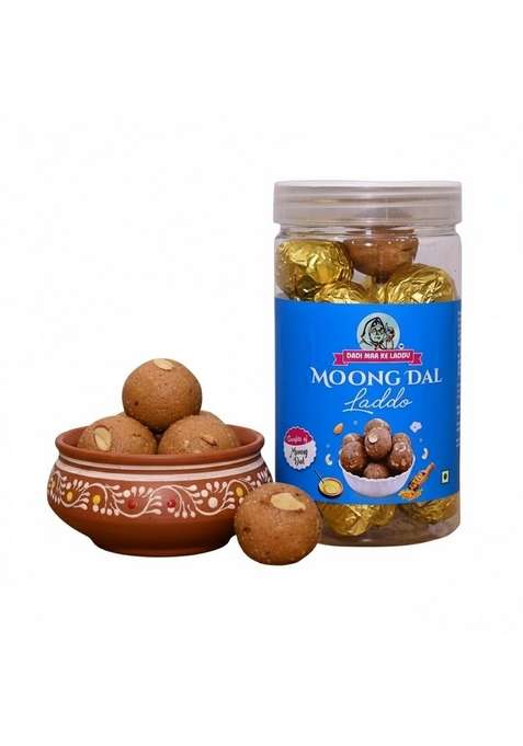 Dadi Maa Ke Laddu Moong Dal 400G Jar With Desi Ghee Gond Almonds Cashews Mishri Dhaga | Traditional Indian Sweet Energy Bites Nutritious Winter Snack For Festivals Daily Consumption