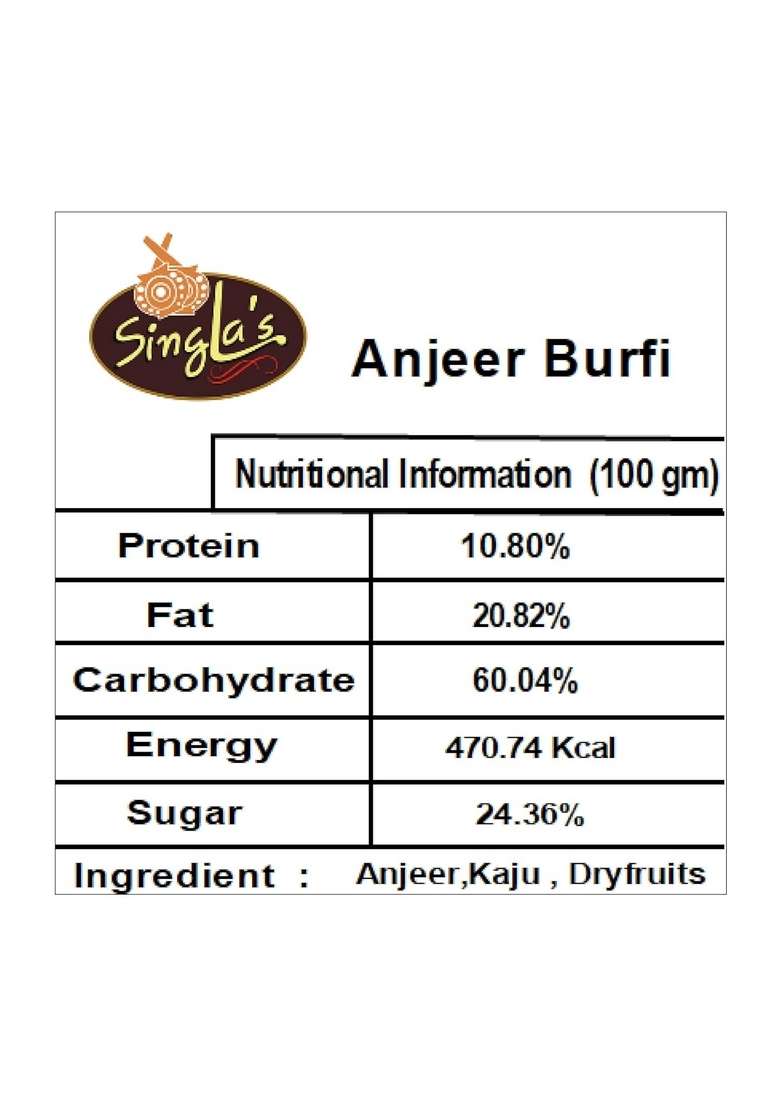 Singla Sweets Anjeer Barfi 500G Very Delicious Indian Mithai Sweet - Indya