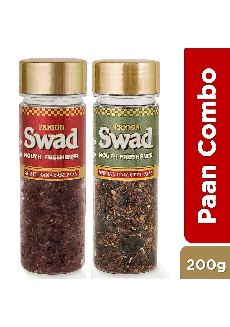 Panjon Swad Paan Mukhwas Banarasi Calcutta Meetha Pan Mouth Fresheners 2 Bottles X 100G - Indya