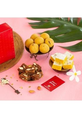 Di Mithai Nation Besan Laddoo 200 Gram With Dhoda Burfi Moong Thal Traditional Delicious Indian Desert For Special Occasion