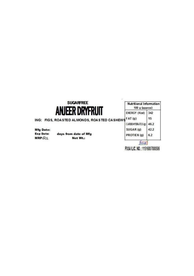Haribhai Damodar Mithaiwala Anjeer Natural Sugarfree Dryfruit Sweet 500 Gram - Indya