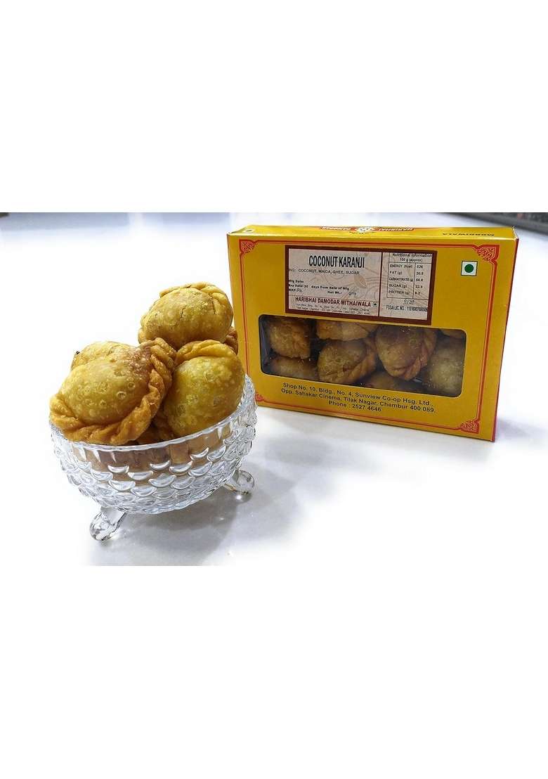 Haribhai Damodar Mithaiwala Pure Ghee Coconut Karanji 200 Grams - Indya
