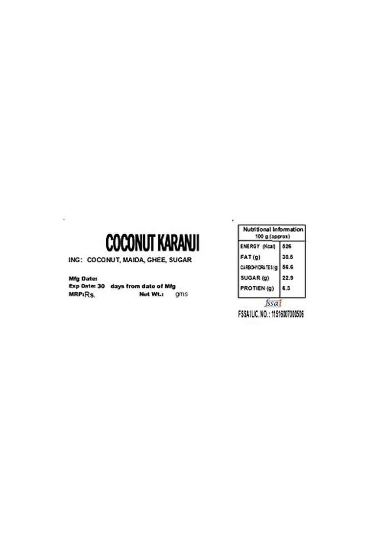 Haribhai Damodar Mithaiwala Pure Ghee Coconut Karanji 200 Grams - Indya