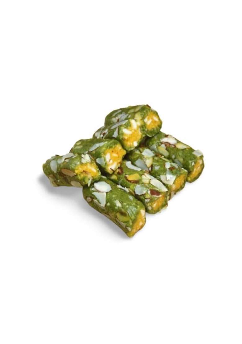 Haribhai Damodar Mithaiwala Dryfruit Pista Rolls Indian Sweet 500 Gms - Indya