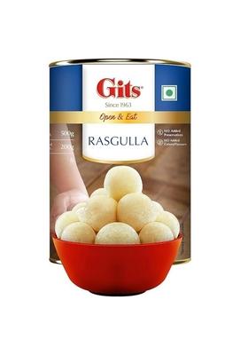 Gits Rasgulla Tin | 500Gm 8 Pieces |Open Eat Mouth Watering Indian Mithai Delicious Juicy