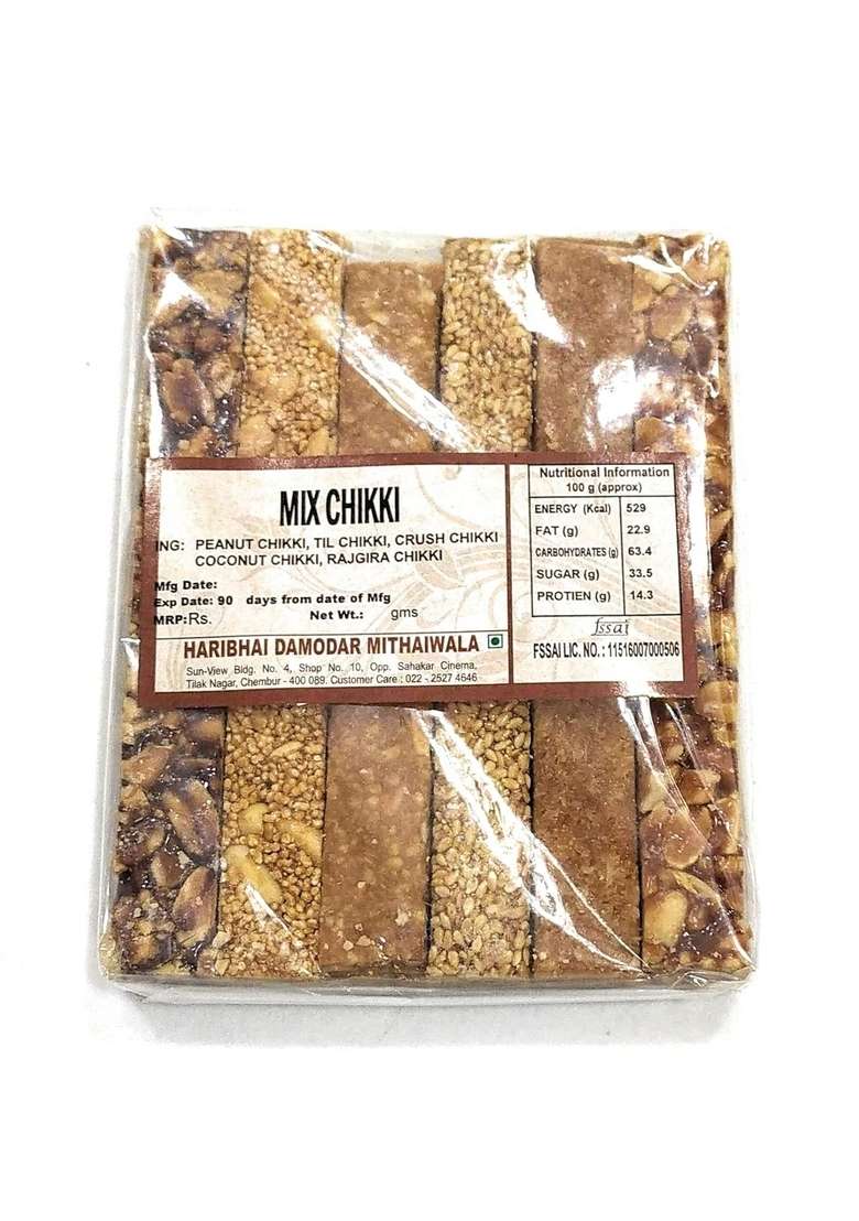 Haribhai Damodar Mithaiwala Mix Chikki Peanut Sesame Til Rajgira Crush 400 Grams 2 Packs Of 200 - Indya