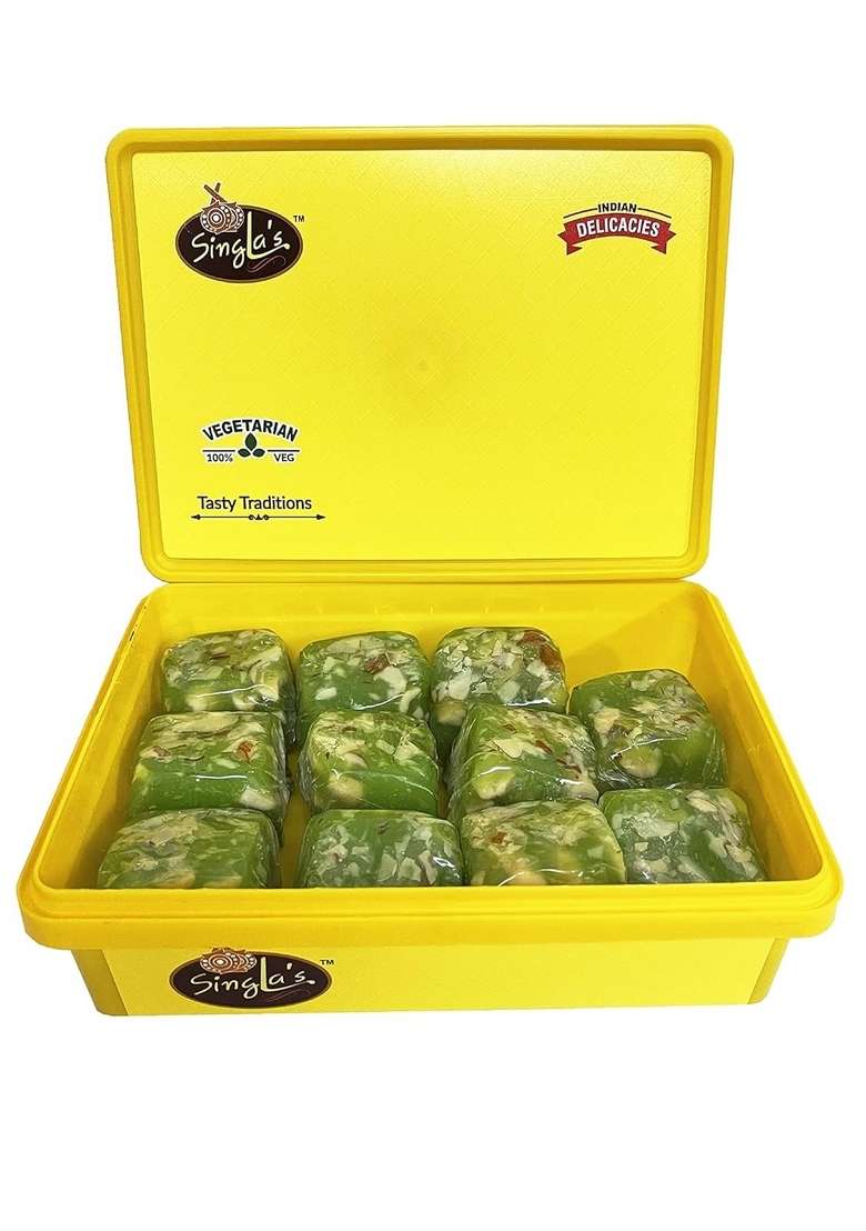 Singla Karachi Halwa Green 500G Chewy Texture Burfi Delicious Sweet - Indya