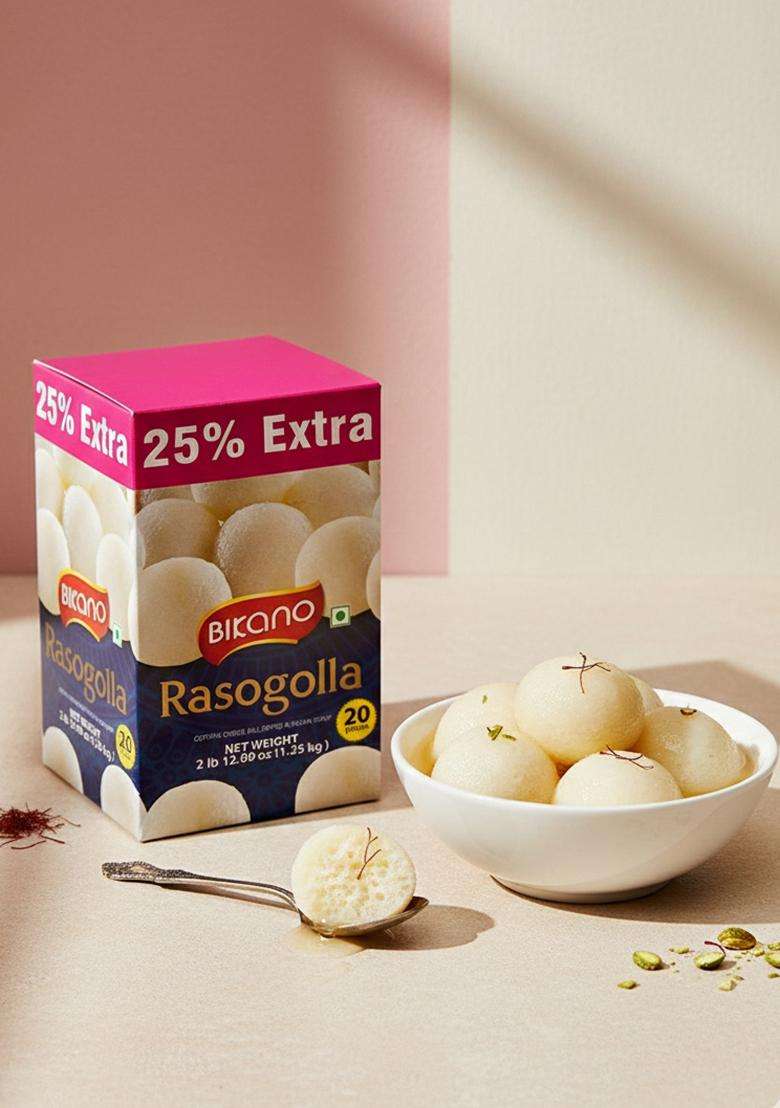 Bikano Rasogolla 1Kg With 25 Extra - Indya
