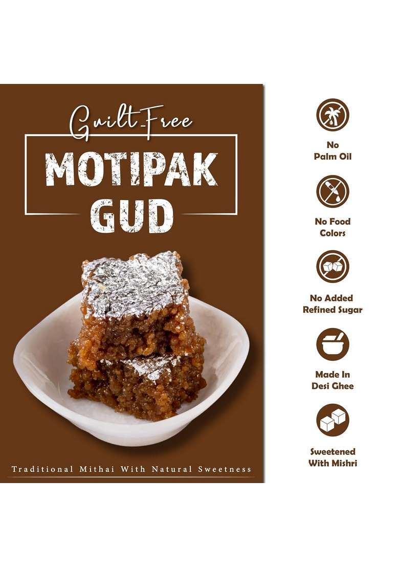Gud Mishri Moti Pak 200G | Traditional Indian Sweet Made With Desi Ghee Jaggery No Refined Sugar Festive Gift Box Healthy Guilt Free Dessert Authentic Taste Map Packed For Freshness Long Shelf Life - Indya